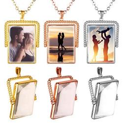 Personalized Picture Custom Necklace ，Men customized for Women Couple Memory Charm, DIY Reversible square Keychain Bag Decorations Family Photo Pendant，Hip Hop Jewelry