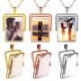 Personalized Picture Custom Necklace ，Men customized for Women Couple Memory Charm, DIY Reversible square Keychain Bag Decorations Family Photo Pendant，Hip Hop Jewelry