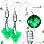 St. Patricks Day Light Up Shamrock Earrings LED Flashing Lucky Shamrock Dangle Earrings Green Irish Clover Earrings Glow Party Accessory for Women Girls