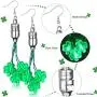 St. Patricks Day Light Up Shamrock Earrings LED Flashing Lucky Shamrock Dangle Earrings Green Irish Clover Earrings Glow Party Accessory for Women Girls