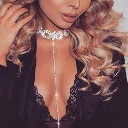 Sethain Punk Rhinestone Choker Necklace Gold Shiny Crystal Chain Pendant Collar Necklaces Party Jewelry Accessories for Women and Girls