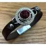 Mini Snap Jewelry Brown Rhinestone Halo Magnetic Leather Bracelet Holds 12mm Snaps