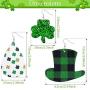 St. Patricks Day Faux Leather Earrings Shamrock Clover Teardrop Dangle Earrings Irish Green Leather Earrings for Women 25 Pairs