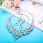 YADOCA Womens Wedding Bridal Necklace Earrings Jewelry Set Sparkling Crystal Teardrop Cluster Statement Necklace Earrings for Bridesmaid