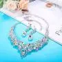 YADOCA Womens Wedding Bridal Necklace Earrings Jewelry Set Sparkling Crystal Teardrop Cluster Statement Necklace Earrings for Bridesmaid YADOCA Womens Wedding Bridal Necklace Earrings Jewelry Set Sparkling Crystal Teardrop Cluster Statement Necklace Earrings for Bridesmaid
