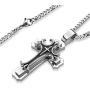West Coast Jewelry Crucible Stainless Steel Bold Large Layered Statement Cross Pendant Necklace - 24''