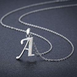 Initial Necklace, 925 Sterling Silver Monogram Letter Pendant with Created Opal, A-Z Alphabet Necklace, Initial Jewelry Gifts for Women Girlfriend Daughter