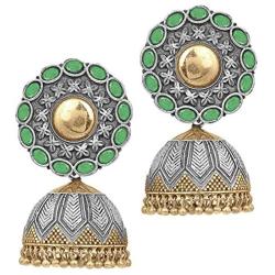 Aheli Afghan Bohemian Oxidized Flower Shape Jhumki Jhumka Earrings Ethnic Party Antique Jewelry for Indian Women Girls