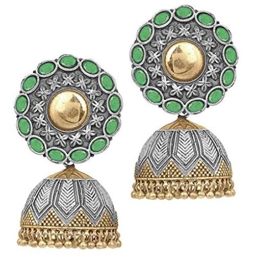 Aheli Afghan Bohemian Oxidized Flower Shape Jhumki Jhumka Earrings Ethnic Party Antique Jewelry for Indian Women Girls