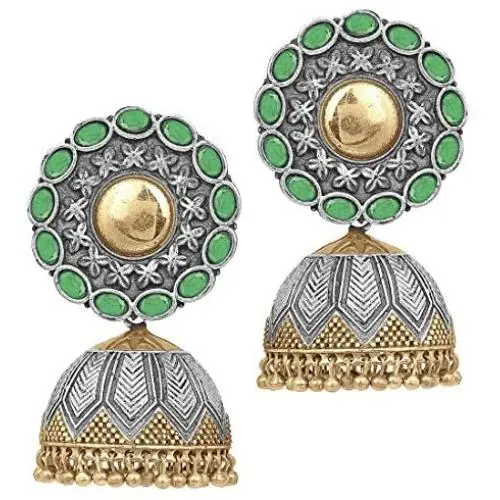 Aheli Afghan Bohemian Oxidized Flower Shape Jhumki Jhumka Earrings Ethnic Party Antique Jewelry for Indian Women Girls Aheli Afghan Bohemian Oxidized Flower Shape Jhumki Jhumka Earrings Ethnic Party Antique Jewelry for Indian Women Girls