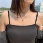 Gangel Silver Vertical Cross Tennis Necklace Glittering Chain Simple Fashion Pendant Exquisite Choker Elegant Refined Jewelry with Rhinestone for Prom Party Gifts for Women and Girls