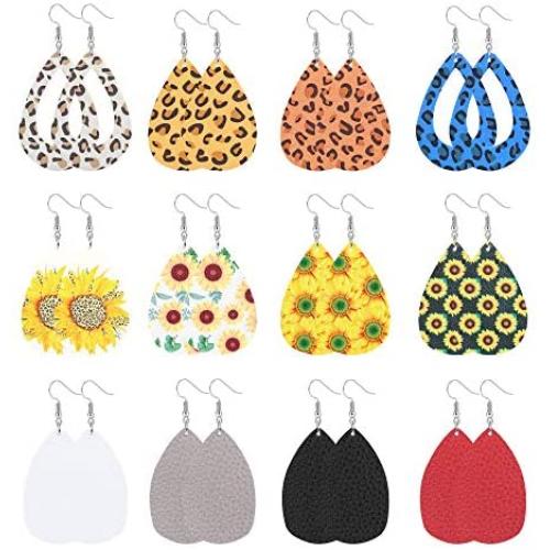 Faux Leather Teardrop Earrings for Women - Girls Leaf Drop Earrings Lightweight Dangle Earrings Handmade Jewelry Gift