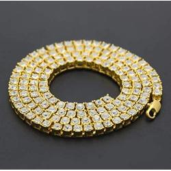 Starryinter 14K Gold Plated Iced Out Tennis Chain Mens Hip Hop Necklace with Size and Color Selectable-DL223