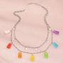 Gummy Bear Necklace Bracelet Set Colorful Transparent Resin Bear Cartoon Cute Candy Multicolor Necklace for Women Girls Lovely Jewelry