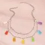 Layered Lock Necklace Punk Gothic Resin Gummy Cartoon Bear Link Chain Pendant Necklace Colorful Rock Hip Hop Transparent Butterfly Dinosaur Animal Choker Necklace for Women Girls Party Jewelry Gift