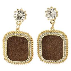Sinkcangwu Rhinestone Leather Drop Earrings Statement Jewelry Luxury Crystal Earrings Female Wedding Party Gift Accessories Brincos