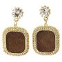 Sinkcangwu Rhinestone Leather Drop Earrings Statement Jewelry Luxury Crystal Earrings Female Wedding Party Gift Accessories Brincos