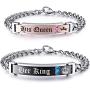 NEHZUS Couples Bracelets His and Hers Stainless Steel Personalized Bracelet Custom Engraving