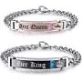 NEHZUS Couples Bracelets His and Hers Stainless Steel Personalized Bracelet Custom Engraving NEHZUS Couples Bracelets His and Hers Stainless Steel Personalized Bracelet Custom Engraving