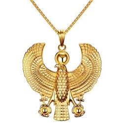 VNOX Jewelry Stainless Steel Egyptian Ankh Cross Horus Bird Heavy Pendant Necklace for Men Boy,24''