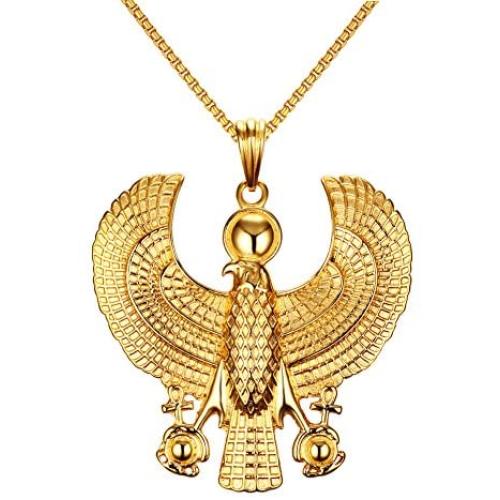 VNOX Jewelry Stainless Steel Egyptian Ankh Cross Horus Bird Heavy Pendant Necklace for Men Boy,24''