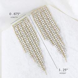 Tassel Earrings - Statement Earrings – Fringe Earrings – Rhinestone & Metal Chandelier Dangle – Silver, Gold, & Rose Gold Plated - Sparkling Genuine Crystals - with Gift Box included