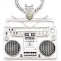 GWOOD Boom Box Silver Color Pendant with 36 Inch Long Franco Necklace Cassette
