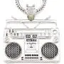 GWOOD Boom Box Silver Color Pendant with 36 Inch Long Franco Necklace Cassette GWOOD Boom Box Silver Color Pendant with 36 Inch Long Franco Necklace Cassette