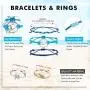 Hicarer 31 Pieces Surfer Strand Wave Bracelet Adjustable Waterproof Handmade Friendship Wax Wrap Bracelet Anklet Sunflower Braided Beach Bracelets for Teen Girls and 19 Pieces Star Moon Knuckle Ring