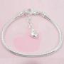 RUBYCA 10pcs White Silver Plated Heart Lobster European Snake Chain Bracelets fit Charm Beads 7.5''