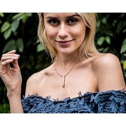 Joycuff Personalized Name Necklace 18K Rose Gold Vertical Bar Pendant Stainless Steel Jewelry…