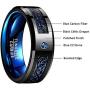 NUNCAD 6mm/8mm Tungsten Cabide Ring for Men Women Black Celtic Dragon and Blue Carbon Fiber Inlay Wedding Band Size 7-17