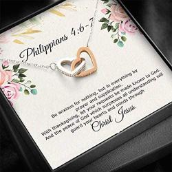 Molomon Meaningful Quote Bible Verse Gift, Philippians Jewelry, Be Anxious for Nothing Necklace Gift, Philippians 4:6-7, Encouraging Gift, Christian Gift, Gospel On Christmas, Anniversary