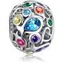 FOREVER QUEEN Rainbow Charm for Charm Bracelet, 925 Sterling Silver Openwork Beads Colorful Bead Charm with Skin-Friendly Fish Cubic Zircon Stone Perfect for Bracelet Necklace