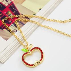 PANGRUI Lovely Crystal Fresh Red Apple Pendant Necklace,Christmas Eve Gift