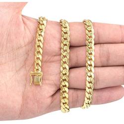 Nuragold 14k Yellow Gold 6.5mm Miami Cuban Link Chain Pendant Necklace, Mens Jewelry Box Clasp 20'' 22'' 24'' 26'' 28'' 30''