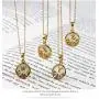 KissYan Round Initial Necklace 14K Gold Plated Alphabet Letter Pendant Circle Disc Necklace, A-Z Minimalist Jewelry Gift for Women Girl