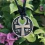Pagan Jewelry Ankh Cross of life Anubis Bastet Bast Eye of Ra Horus Egyptian Protection Amulet Men Women Coin Pendant Necklace Money Lucky Charm Safe Travel Talisman Medallion w Black Adjustable Cord