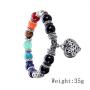 VIKI98 10MM 7 Chakra Religion Healing Balance Stone Beaded Bracelet Yoga Reiki Charm Heart Bracelets For Women