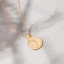 GDCOIN Coin Necklace for Women Gold Round Medal Carved Patterned 14K Gold Plated Simple Personalized Vintage Jewelry