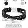 QLEESI Unisex Mens Leather Bracelet Stainless Steel with Lava Rock Bead, Infinity Angel Wing Cuff Bangles 6.9-8Inches Adjustable Magnetic Clasp Valentines Day Birthday Anniversary Gifts for Him Father Brother