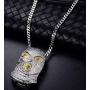 Nsitbbuery Hip Hop Nightclub Bars Plated Alloy Iced Out Mask Pendant Cuban Chain Necklace