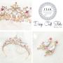 Yean Gold Wedding Crown Bridal Tiaras with Earrings Pink Purple Headband for Women and Girls (Pink)
