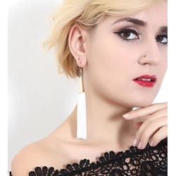 boderier Gold Cone Swingy Tassel Drop Earrings Elegant Dangle Earrings for Women Wedding Party Jewelry (White)