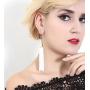 boderier Gold Cone Swingy Tassel Drop Earrings Elegant Dangle Earrings for Women Wedding Party Jewelry (White)
