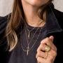 Mevecco Gold Dainty Sword Pendant Necklace for Women 18K Gold Filled Turquoise Shining Cubic Zriconia Vintage Awl Cross Necklace Delicate Faith Necklace Personalized Jewelry
