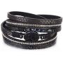 FANCY SHINY Leather Wrap Bracelet Boho Cuff Bracelets Crystal Bead Bracelet with Magnetic Clasp Jewelry Gifts for Women Teen Girls
