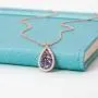 ENZOMAR Amethyst Crystal Necklace for Women - Best Friend Birthday Gifts for Women, Mothers Day Jewelry, Crystals and Healing Stones Bulk, Great Grandma Necklace, Anniversary Jewelry, Sterling Silver Rose Gold, Pendant Necklace, Dainty Necklace