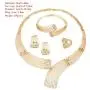 YAZILIND Gold Plated Chunky Necklace Earrings Bracelet Ring Rhinestone Wedding Engagement Banquet Jewelry Set(4pc)