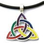 Celtic Knot Jewelry Rainbow Colored Charmed Triquetra Trinity Medieval Pagan LGBT Pride Gay Lesbian Transgender Bisexual Silver Pewter Pendant Necklace Charm Wicca Protection Amulet W Black PVC Cord
